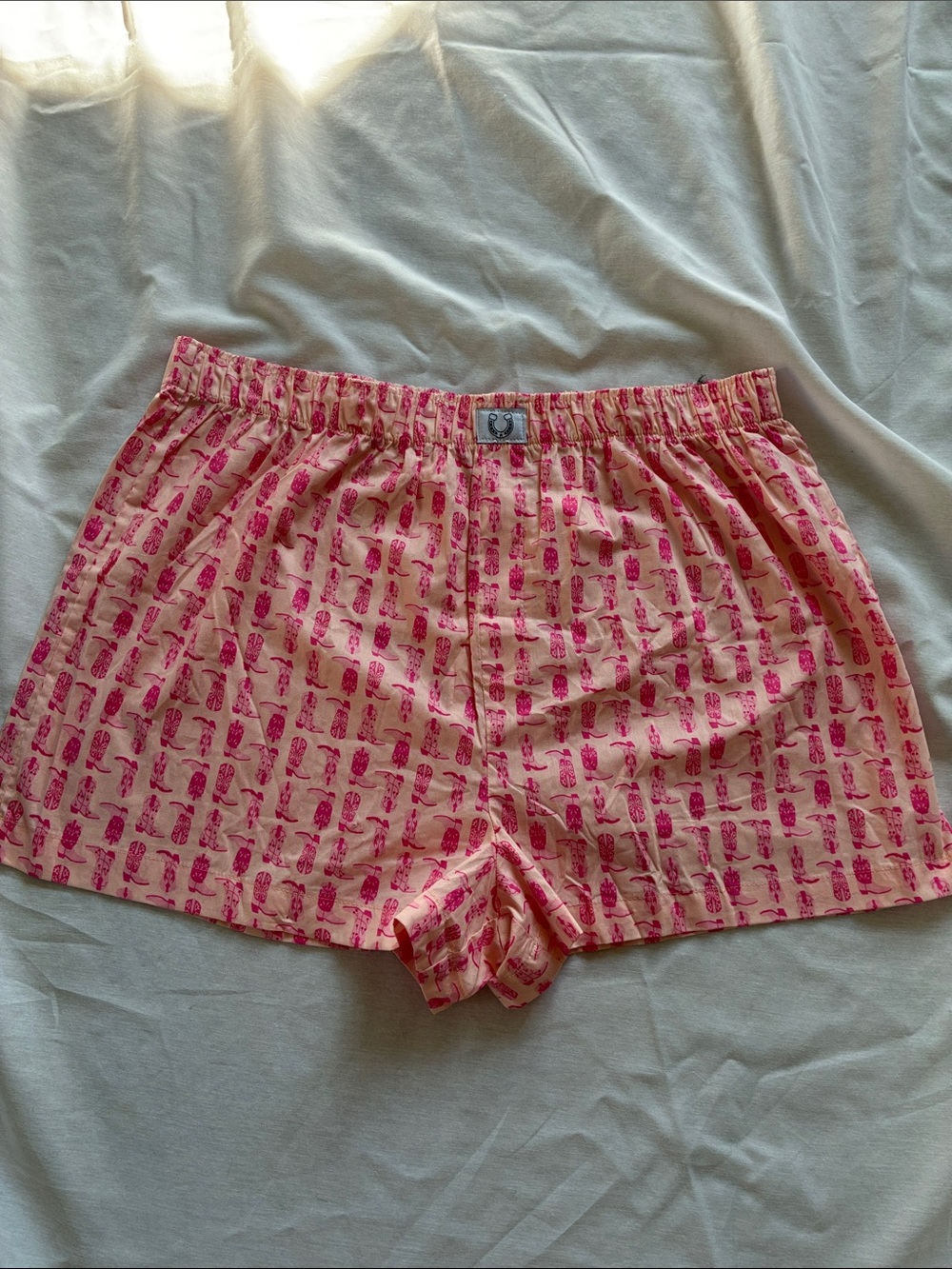 Bobbie Brooks Pink Cotton Sleep Shorts size xl western boot print